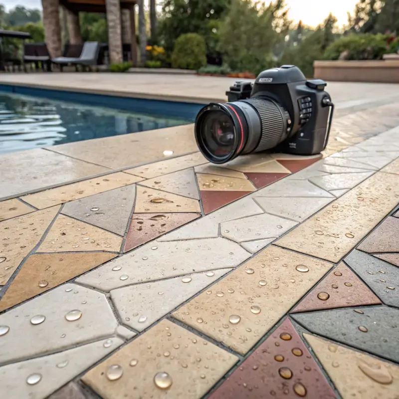 Decorative UroTile pool deck coating finish sample in Naples FL